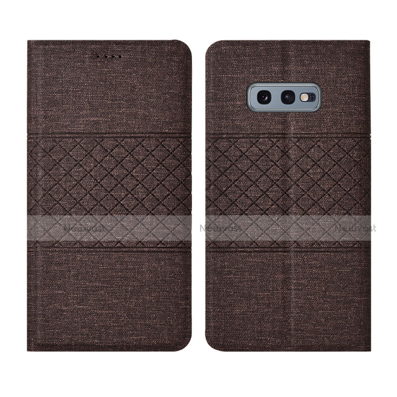 Cloth Case Stands Flip Cover H01 for Samsung Galaxy S10e Brown