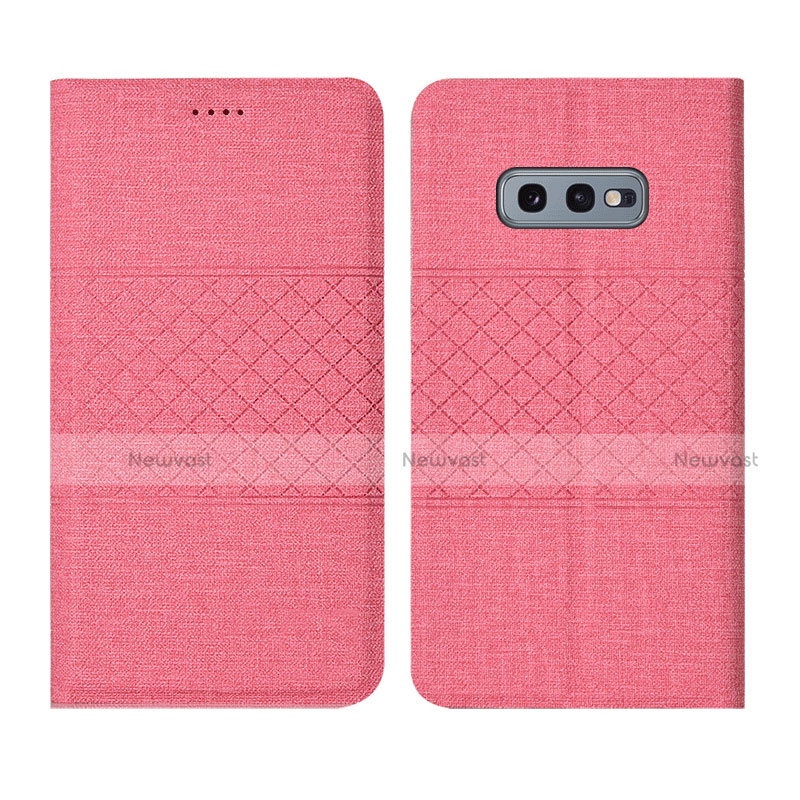 Cloth Case Stands Flip Cover H01 for Samsung Galaxy S10e Pink