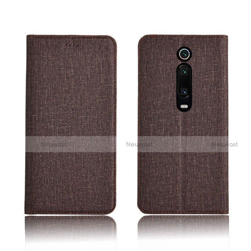 Cloth Case Stands Flip Cover H01 for Xiaomi Mi 9T Brown