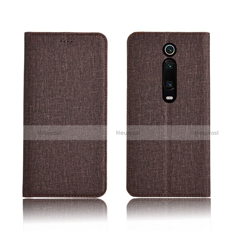 Cloth Case Stands Flip Cover H01 for Xiaomi Mi 9T Pro Brown