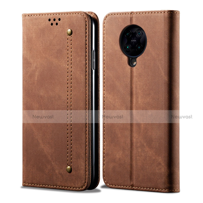 Cloth Case Stands Flip Cover H01 for Xiaomi Redmi K30 Pro 5G Brown