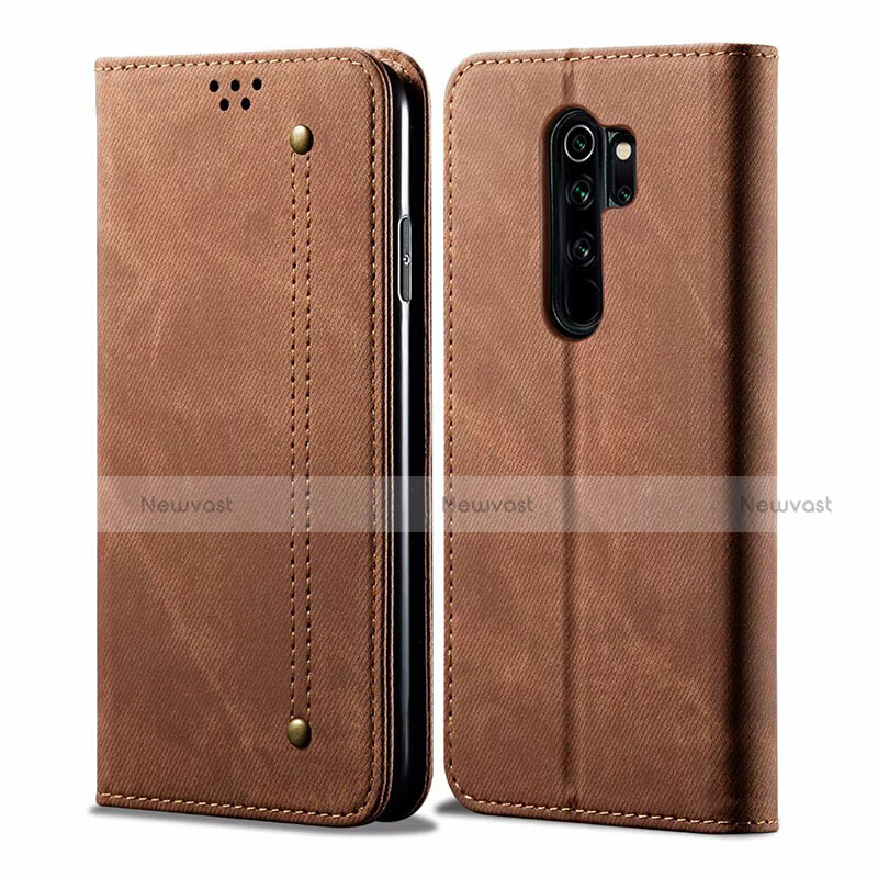 Cloth Case Stands Flip Cover H01 for Xiaomi Redmi Note 8 Pro Brown