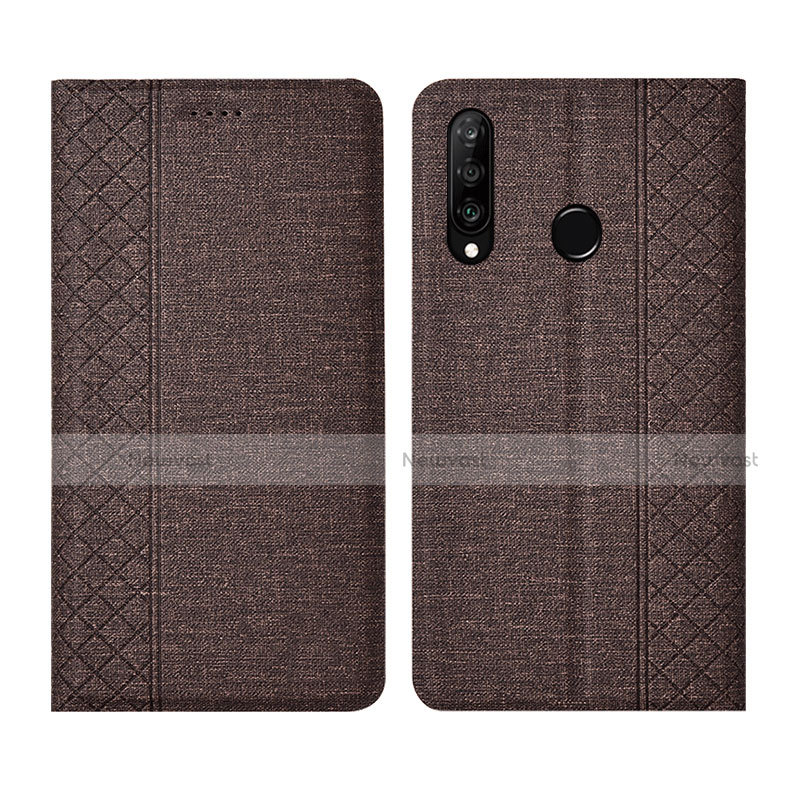Cloth Case Stands Flip Cover H02 for Huawei P30 Lite New Edition Brown