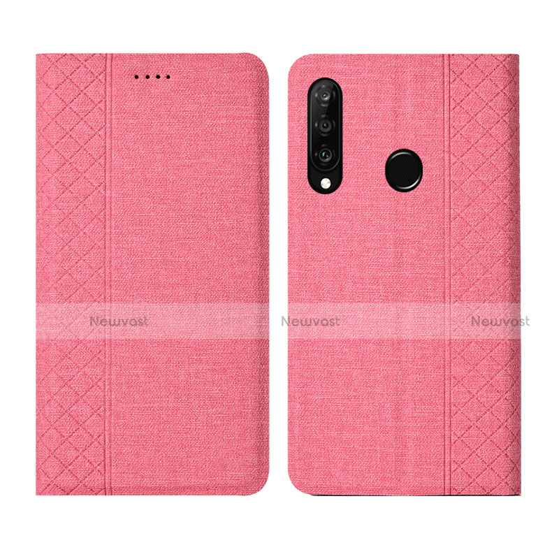 Cloth Case Stands Flip Cover H02 for Huawei P30 Lite New Edition Pink