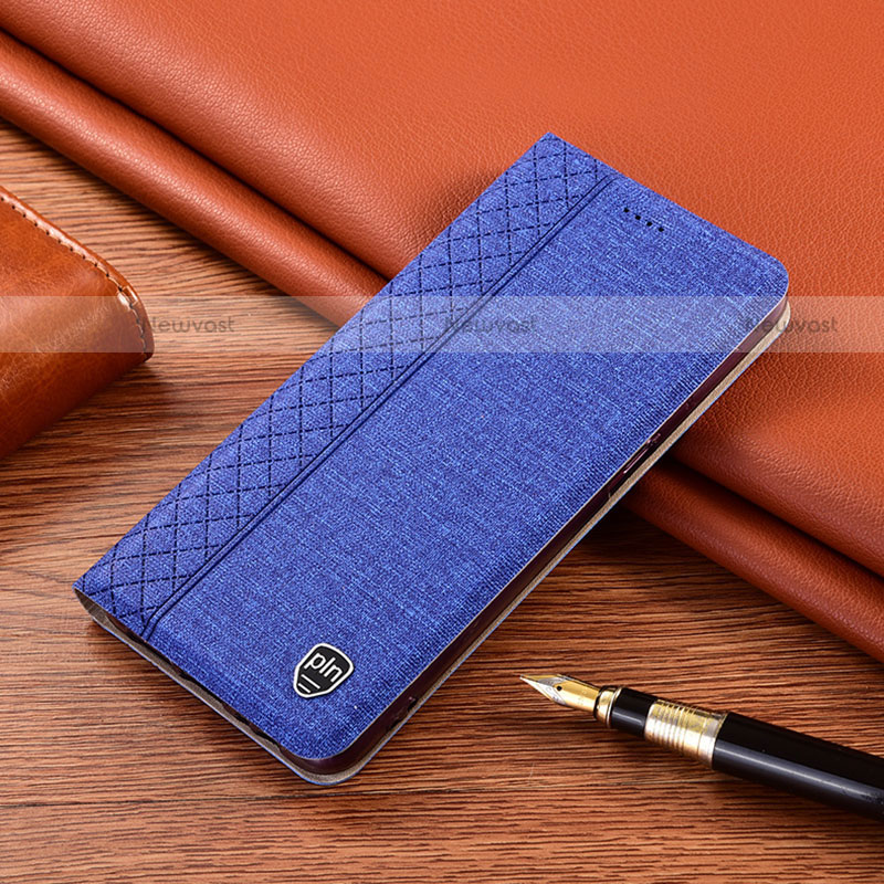 Cloth Case Stands Flip Cover H12P for Motorola Moto Edge 20 Lite 5G Blue