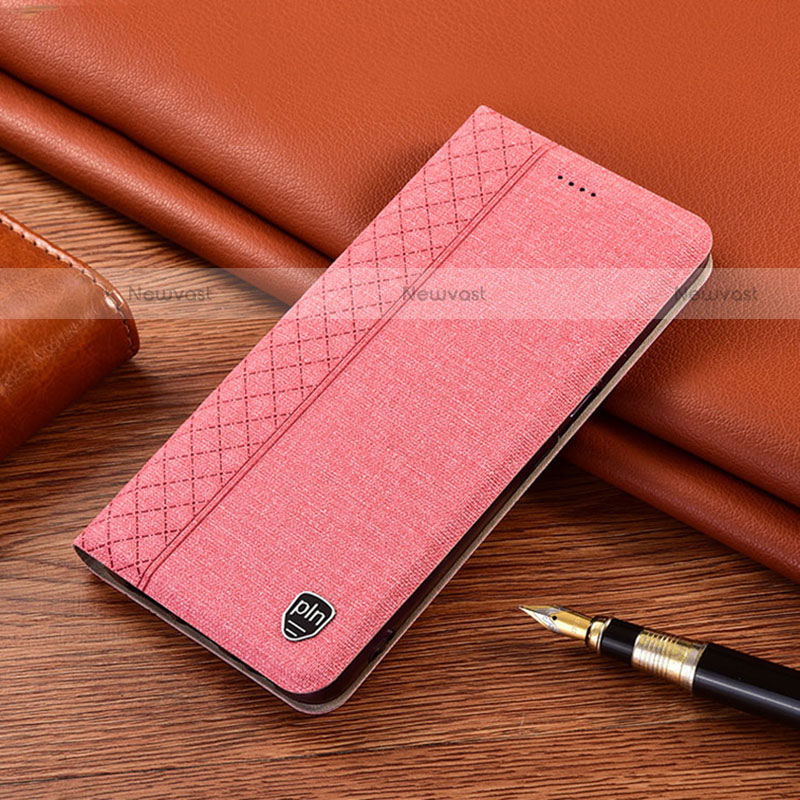 Cloth Case Stands Flip Cover H12P for Motorola Moto Edge 20 Pro 5G Pink
