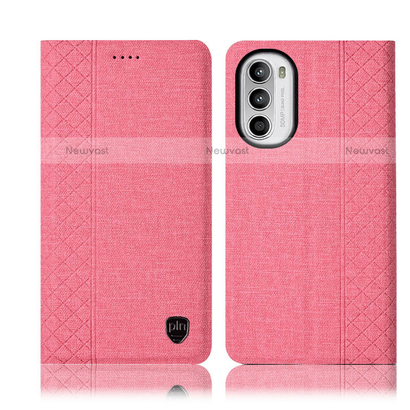 Cloth Case Stands Flip Cover H12P for Motorola Moto Edge (2022) 5G Pink