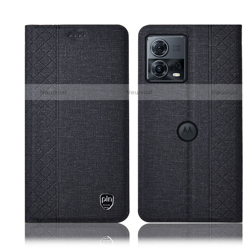Cloth Case Stands Flip Cover H12P for Motorola Moto Edge 30 Fusion 5G Black