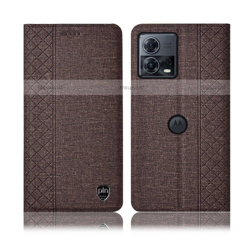 Cloth Case Stands Flip Cover H12P for Motorola Moto Edge 30 Fusion 5G Brown