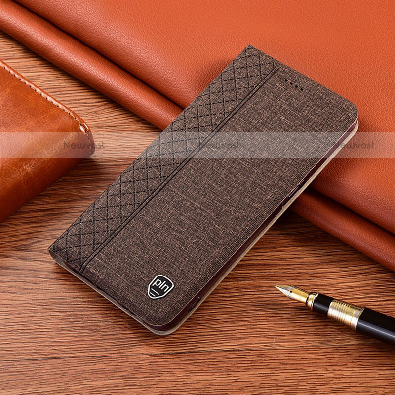Cloth Case Stands Flip Cover H12P for Motorola Moto Edge S Pro 5G Brown