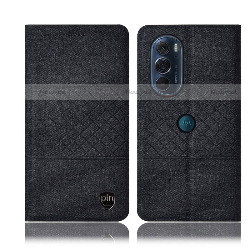 Cloth Case Stands Flip Cover H12P for Motorola Moto Edge X30 5G Black