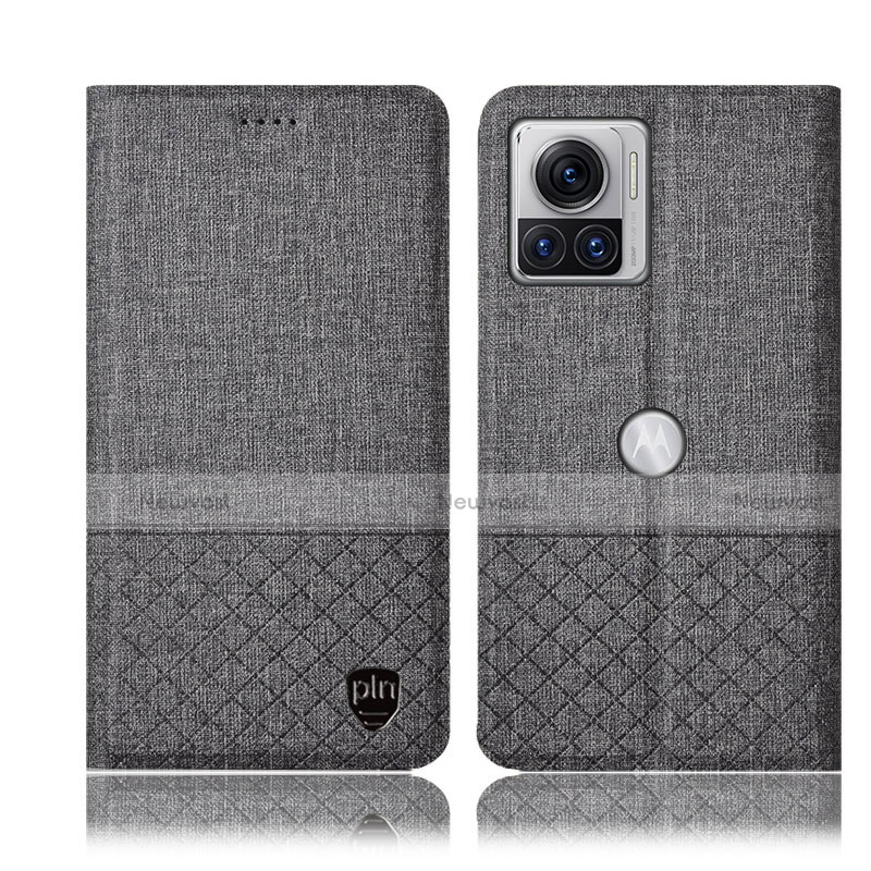 Cloth Case Stands Flip Cover H12P for Motorola Moto Edge X30 Pro 5G Gray