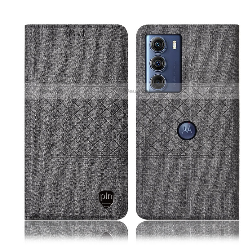 Cloth Case Stands Flip Cover H12P for Motorola Moto G200 5G Gray
