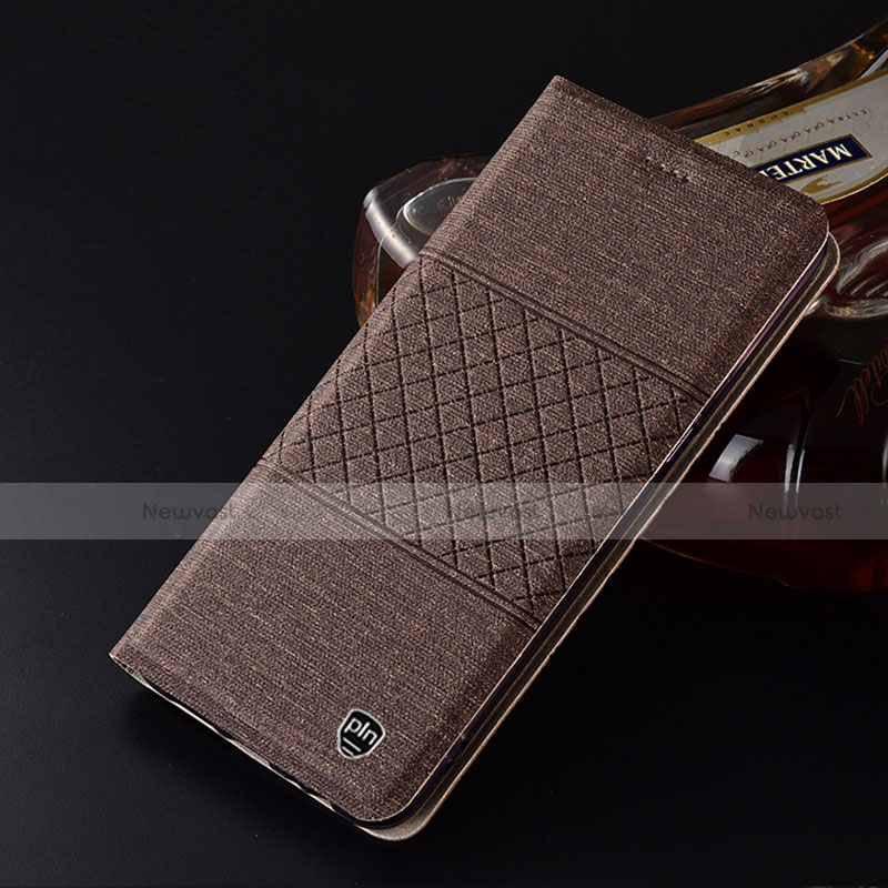 Cloth Case Stands Flip Cover H12P for Motorola Moto G30 Brown