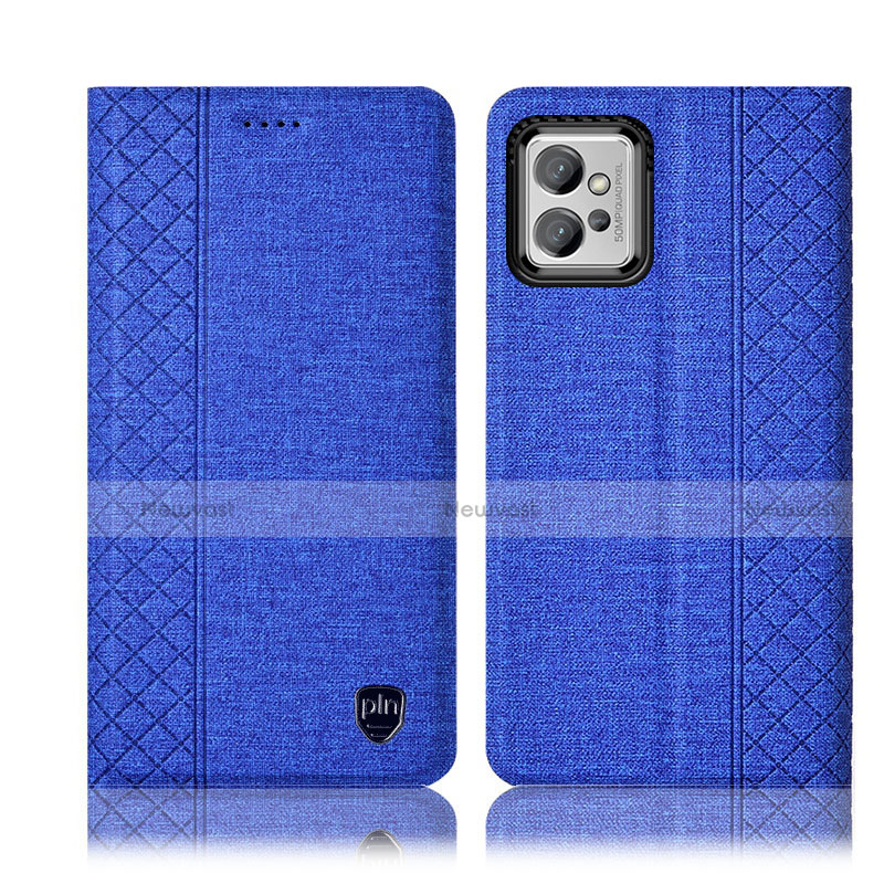 Cloth Case Stands Flip Cover H12P for Motorola Moto G32 Blue