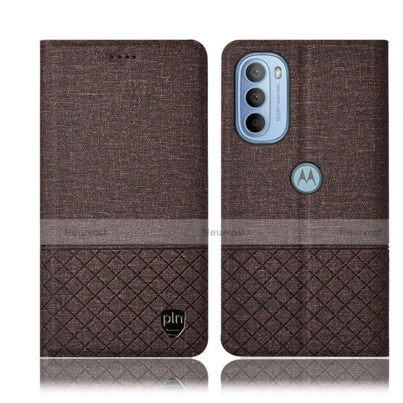 Cloth Case Stands Flip Cover H12P for Motorola Moto G41 Brown