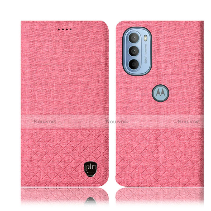 Cloth Case Stands Flip Cover H12P for Motorola Moto G41 Pink