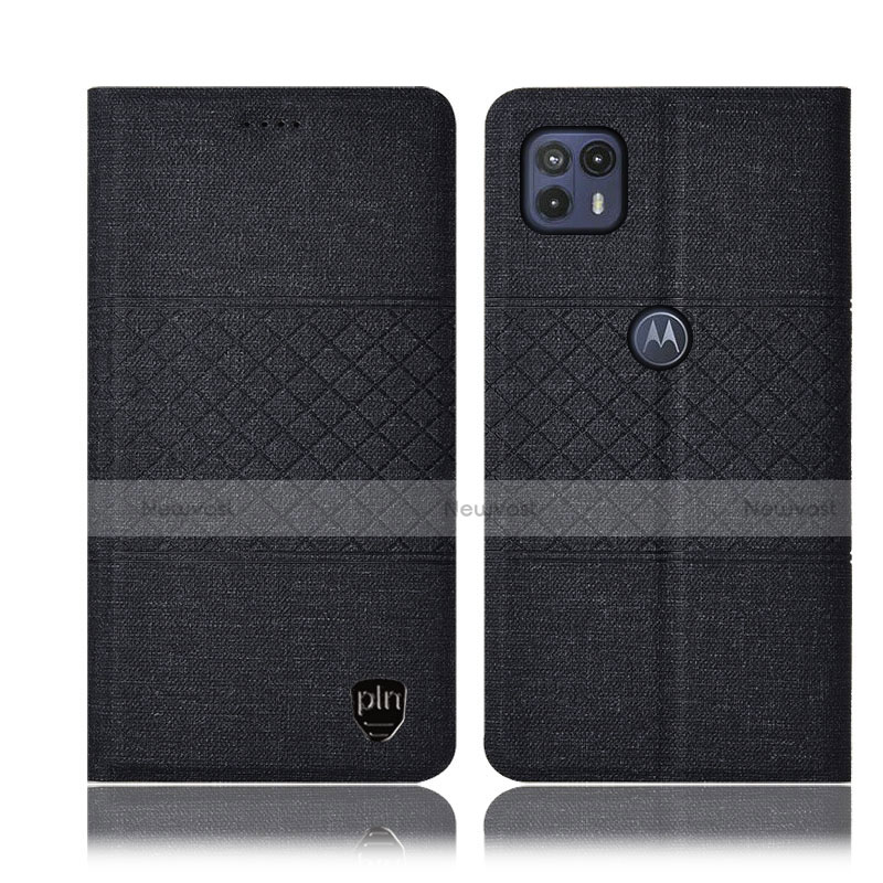 Cloth Case Stands Flip Cover H12P for Motorola Moto G50 5G Black