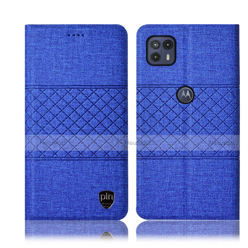 Cloth Case Stands Flip Cover H12P for Motorola Moto G50 5G Blue