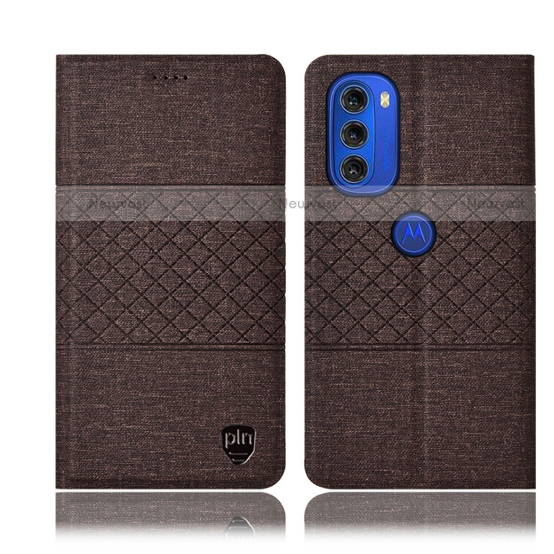 Cloth Case Stands Flip Cover H12P for Motorola Moto G51 5G Brown