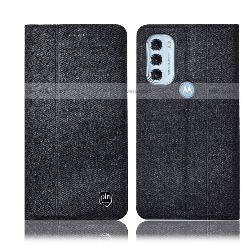 Cloth Case Stands Flip Cover H12P for Motorola Moto G71 5G Black