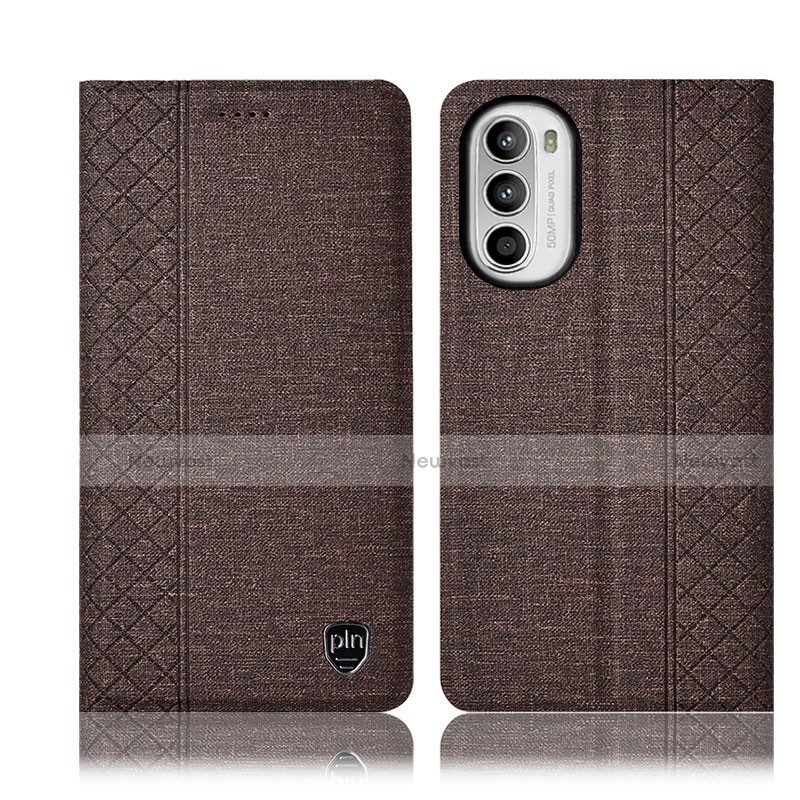 Cloth Case Stands Flip Cover H12P for Motorola Moto G82 5G Brown