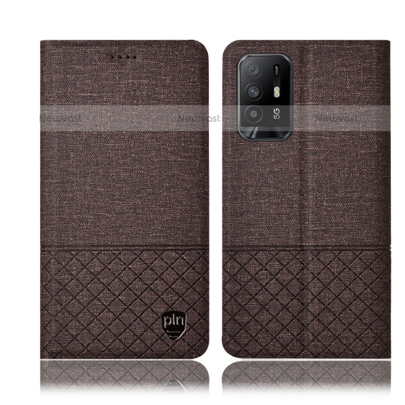 Cloth Case Stands Flip Cover H12P for Oppo A94 5G Brown