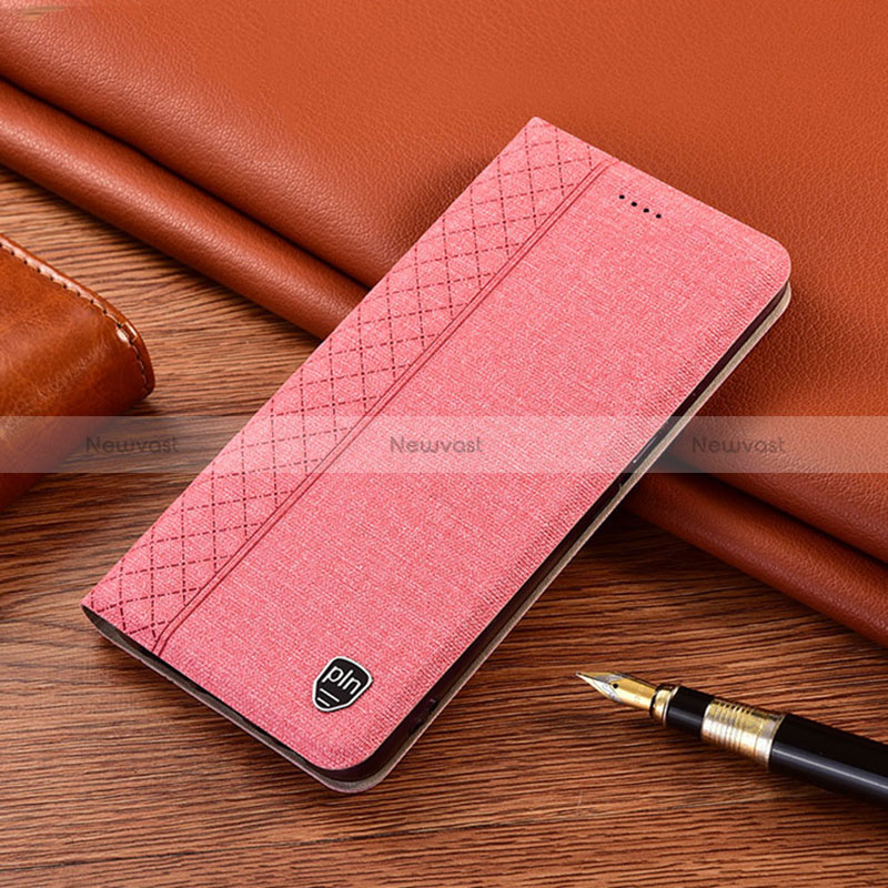 Cloth Case Stands Flip Cover H12P for Oppo A96 4G Pink