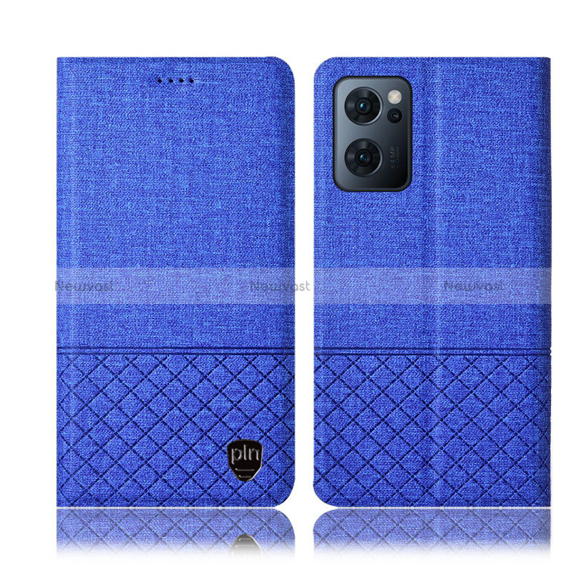 Cloth Case Stands Flip Cover H12P for Oppo Find X5 Lite 5G Blue