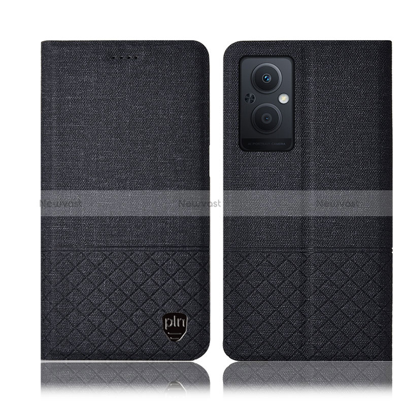 Cloth Case Stands Flip Cover H12P for Oppo Reno7 Z 5G Black