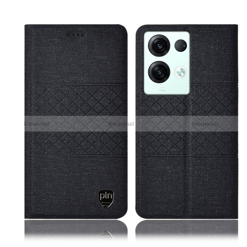 Cloth Case Stands Flip Cover H12P for Oppo Reno8 Pro 5G Black