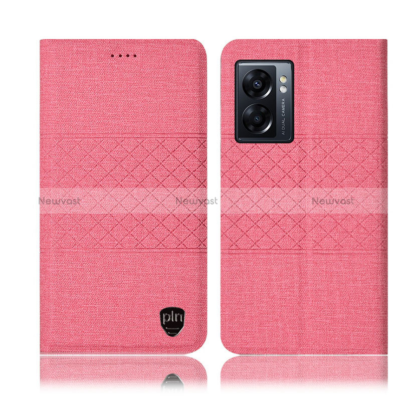 Cloth Case Stands Flip Cover H12P for Realme V23 5G Pink