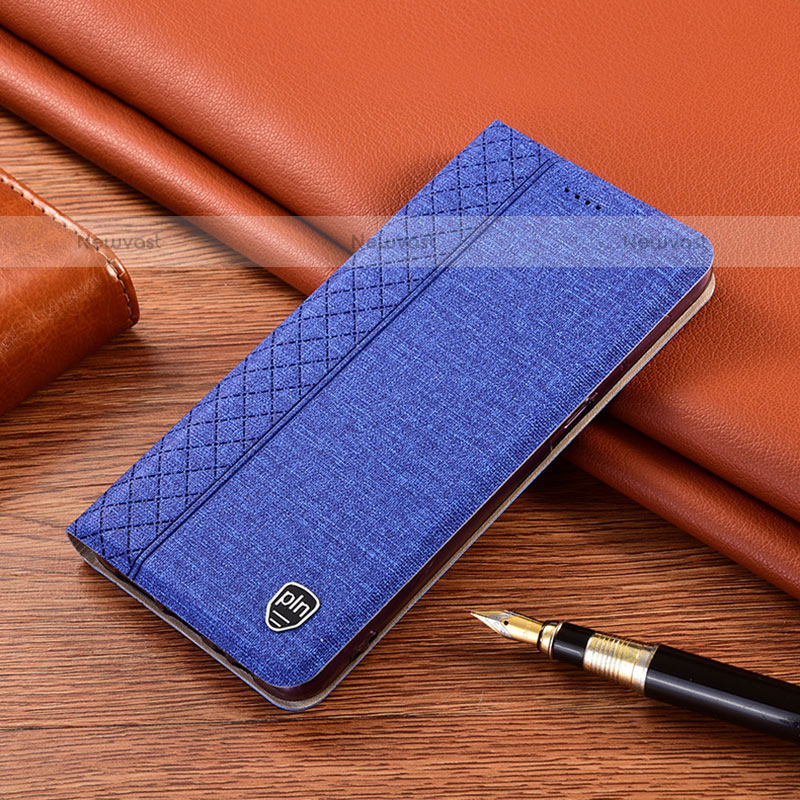 Cloth Case Stands Flip Cover H12P for Samsung Galaxy M40 Blue