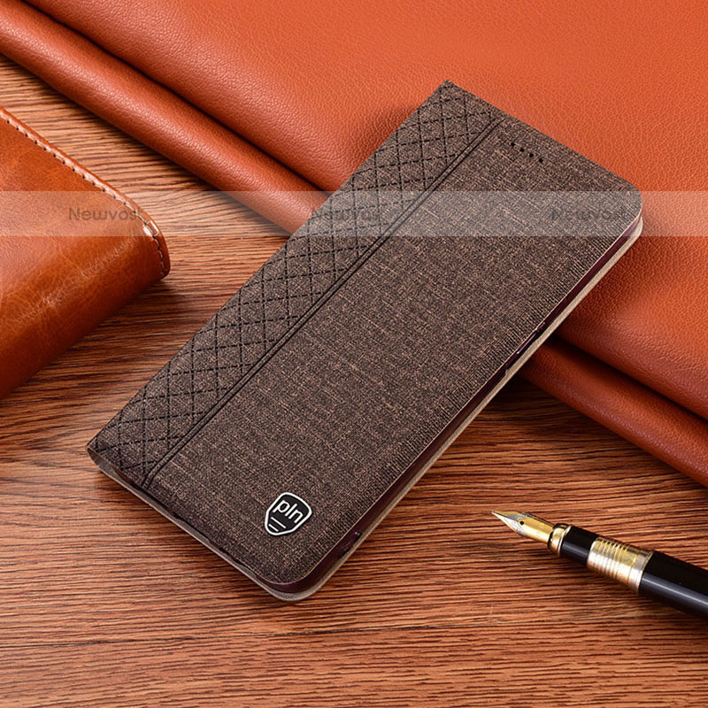 Cloth Case Stands Flip Cover H12P for Samsung Galaxy M40 Brown