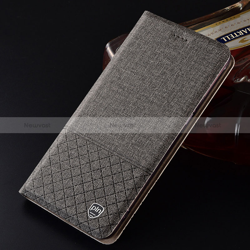 Cloth Case Stands Flip Cover H12P for Samsung Galaxy S24 5G Gray
