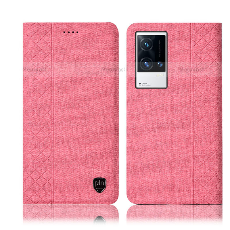 Cloth Case Stands Flip Cover H12P for Vivo iQOO 8 5G Pink