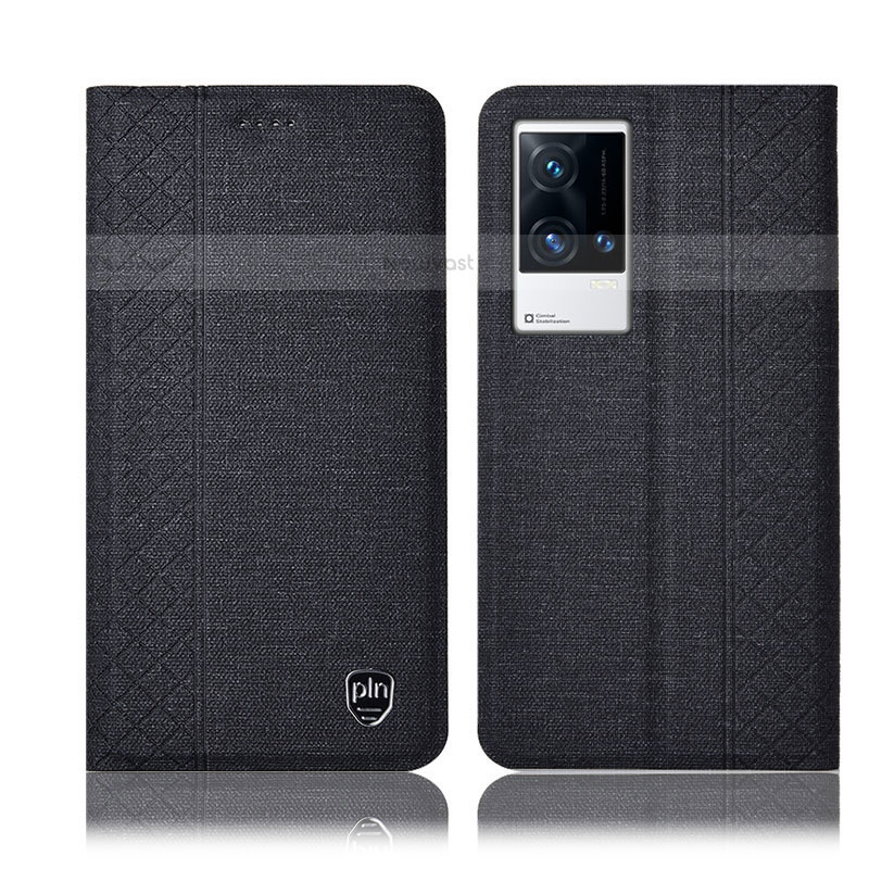 Cloth Case Stands Flip Cover H12P for Vivo iQOO 8 Pro 5G Black