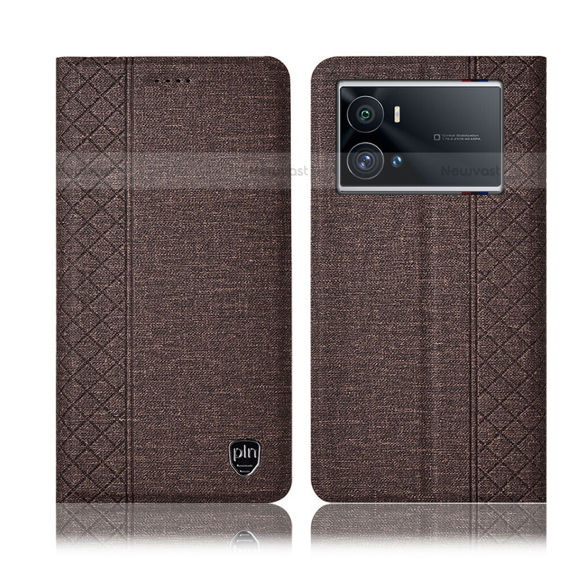 Cloth Case Stands Flip Cover H12P for Vivo iQOO 9 5G Brown
