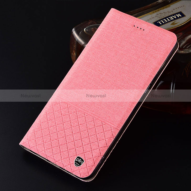 Cloth Case Stands Flip Cover H12P for Vivo V27 5G Pink