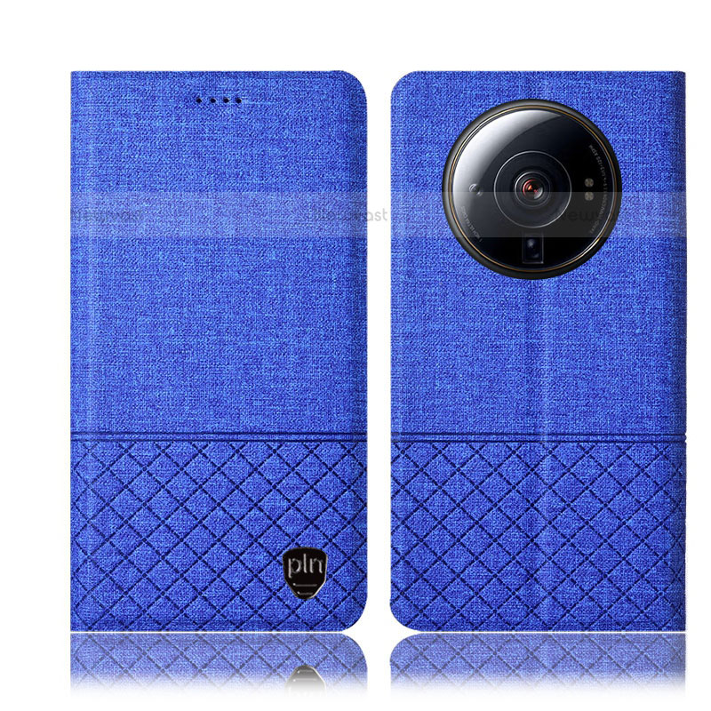 Cloth Case Stands Flip Cover H12P for Xiaomi Mi 12 Ultra 5G Blue