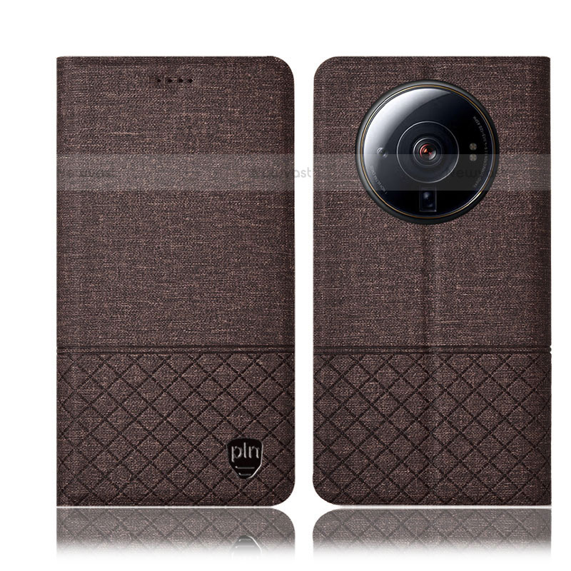 Cloth Case Stands Flip Cover H12P for Xiaomi Mi 12 Ultra 5G Brown
