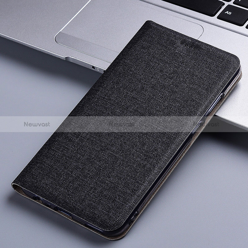 Cloth Case Stands Flip Cover H12P for Xiaomi Redmi Note 13 Pro+ Plus 5G Black