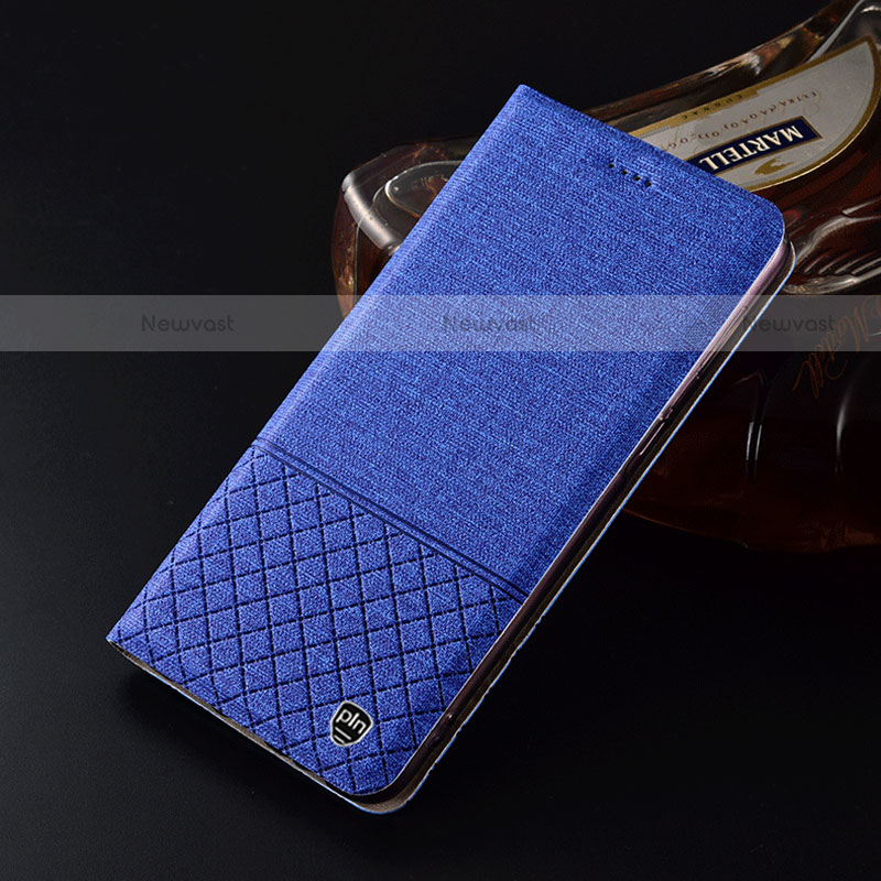 Cloth Case Stands Flip Cover H13P for Motorola Moto Edge 20 Lite 5G Blue