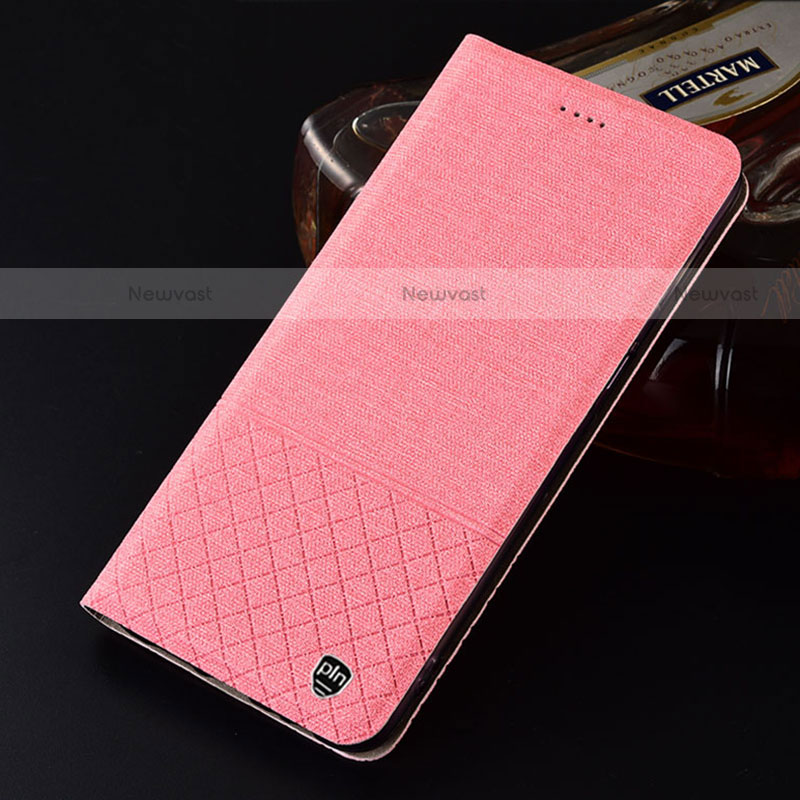 Cloth Case Stands Flip Cover H13P for Motorola Moto Edge 20 Lite 5G Pink
