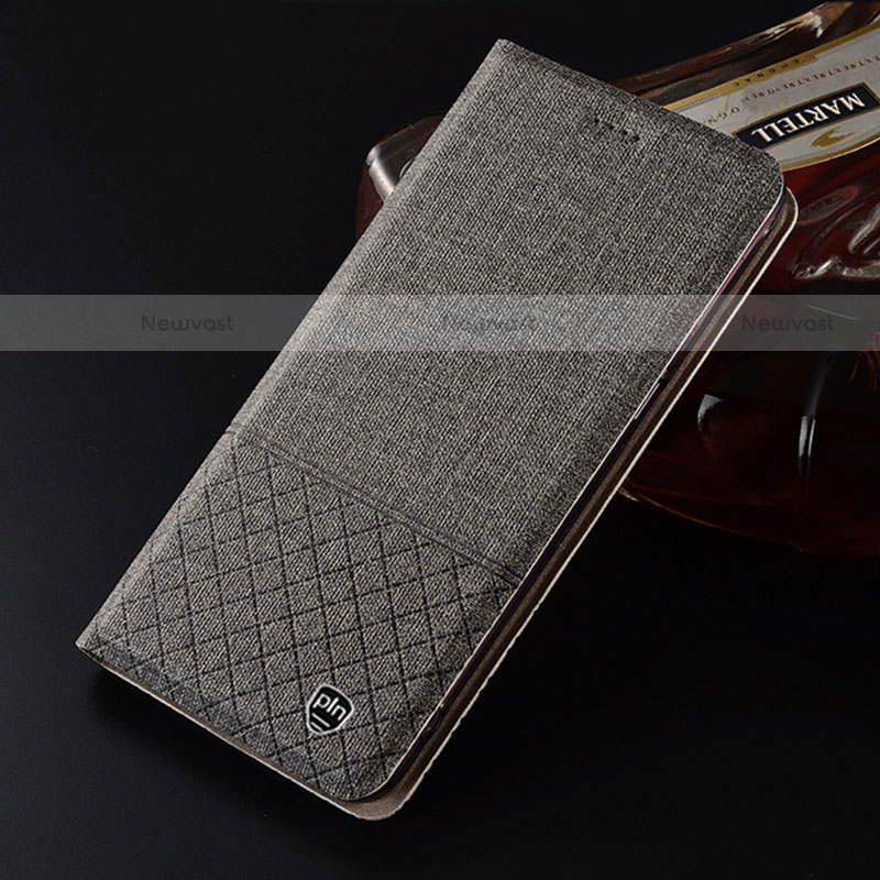 Cloth Case Stands Flip Cover H13P for Motorola Moto Edge 20 Pro 5G Gray