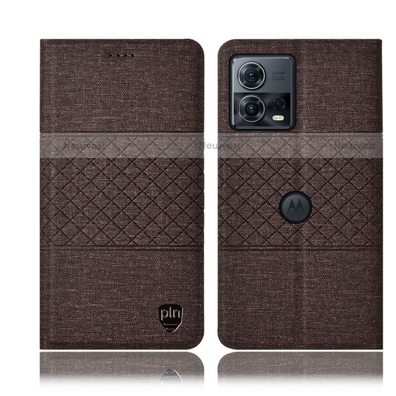 Cloth Case Stands Flip Cover H13P for Motorola Moto Edge 30 Fusion 5G Brown