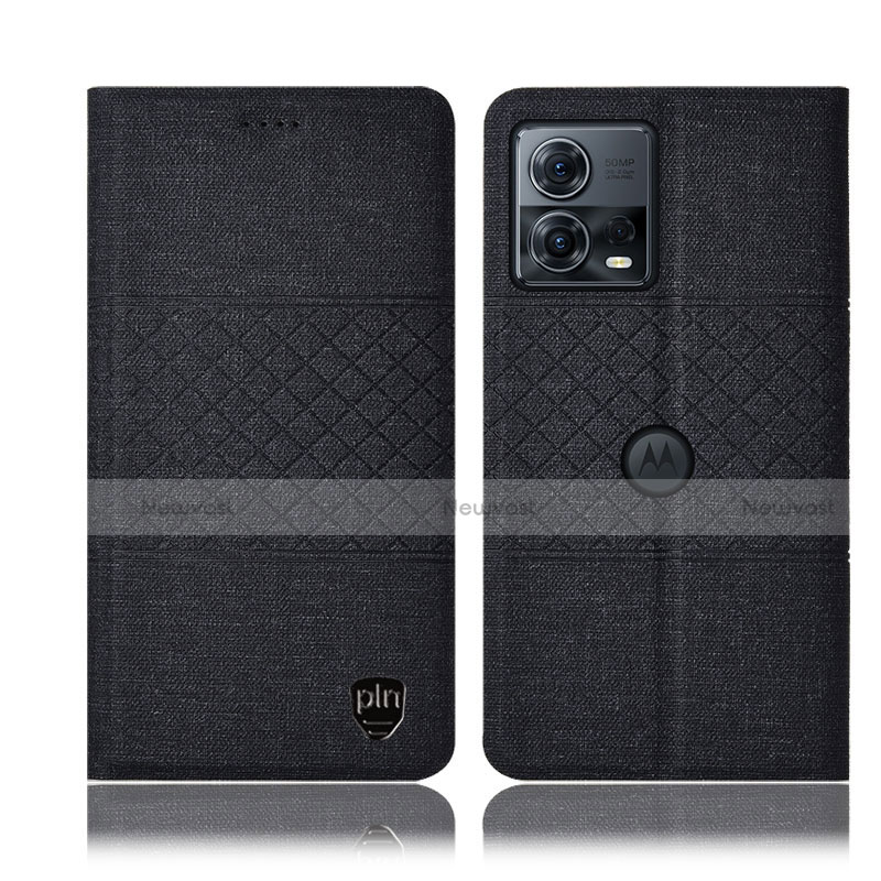 Cloth Case Stands Flip Cover H13P for Motorola Moto Edge S30 Pro 5G Black