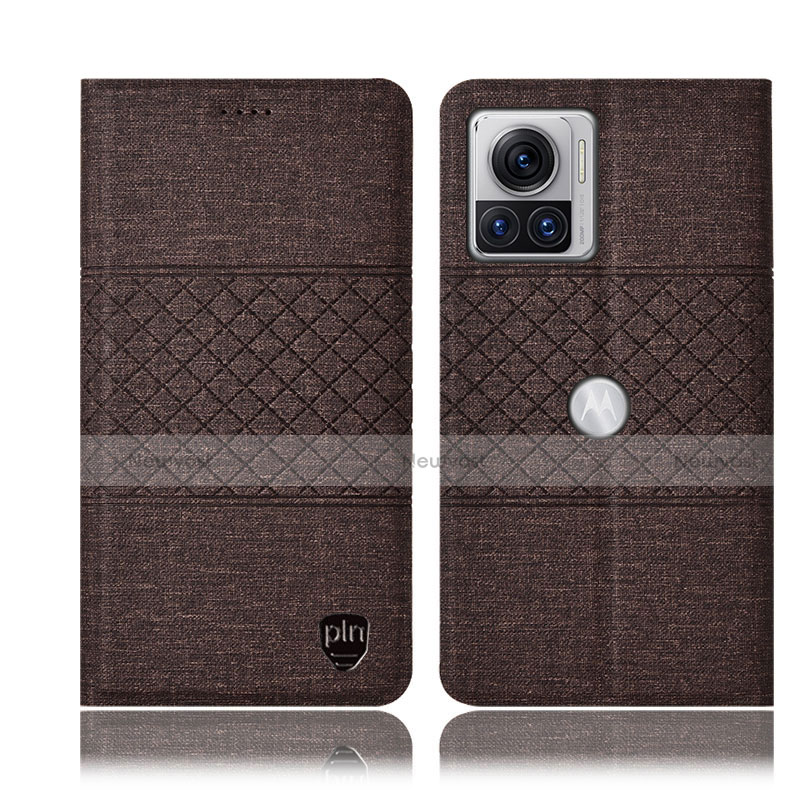 Cloth Case Stands Flip Cover H13P for Motorola Moto Edge X30 Pro 5G Brown