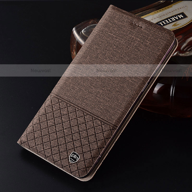 Cloth Case Stands Flip Cover H13P for Motorola Moto G10 Brown