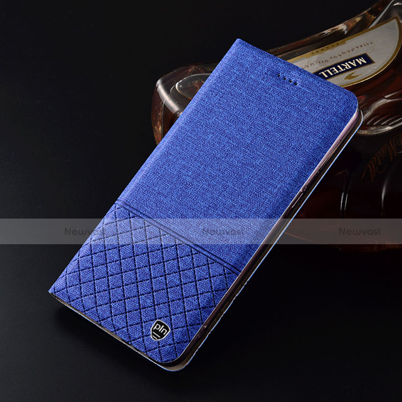 Cloth Case Stands Flip Cover H13P for Motorola Moto G20 Blue